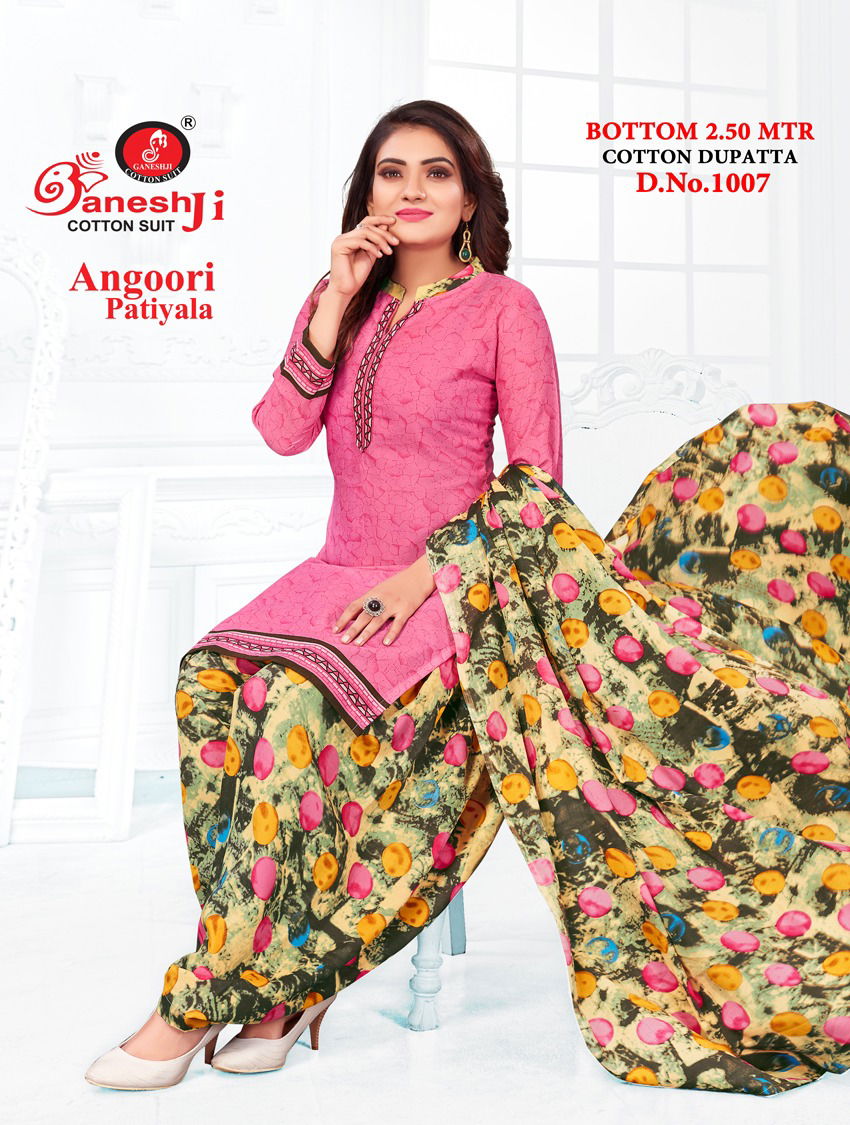 Ganeshji Angoori Patiyala 1 Indo Fancy casual Daily Wear Printed Cotton Dress Material Collection